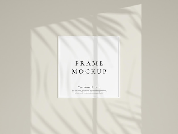 Maqueta de marco colgante mínimo con ventana y sombra de palma Maqueta de marco de foto de póster