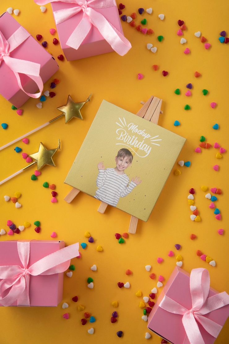 PSD maqueta de marco de cumpleaños para niños