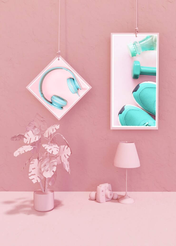 PSD maqueta de marco en estilo rosa pop