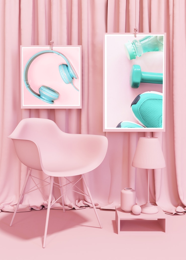 PSD maqueta de marco en estilo rosa pop