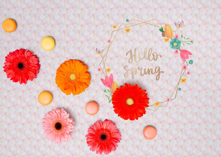 PSD maqueta de marco floral para primavera
