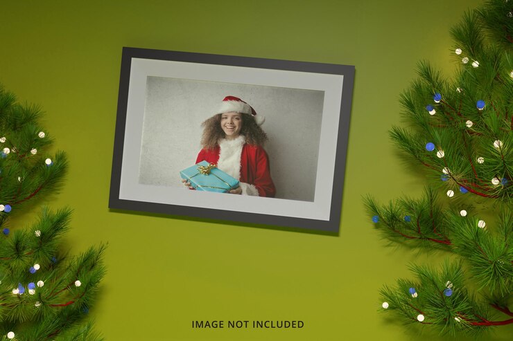 PSD maqueta de marco de foto de concepto de feliz día de navidad psd premium