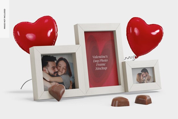 Maqueta de marco de fotos del día de San Valentín, vista izquierda