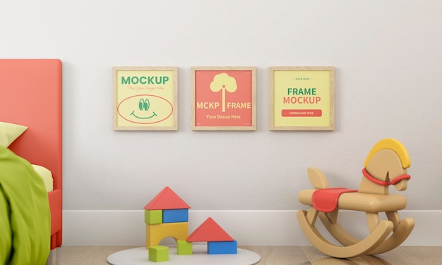 PSD maqueta de marco en habitación de niños