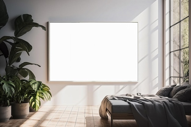 Maqueta de marco horizontal en interior soleado