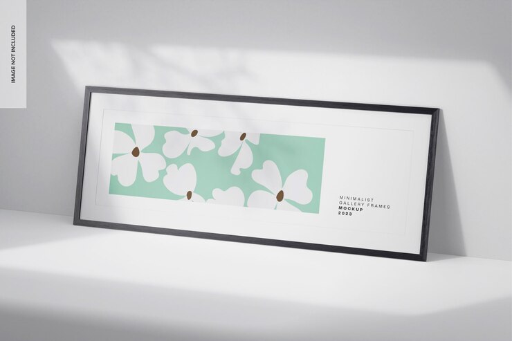 PSD maqueta de marco de paisaje minimalista, inclinado