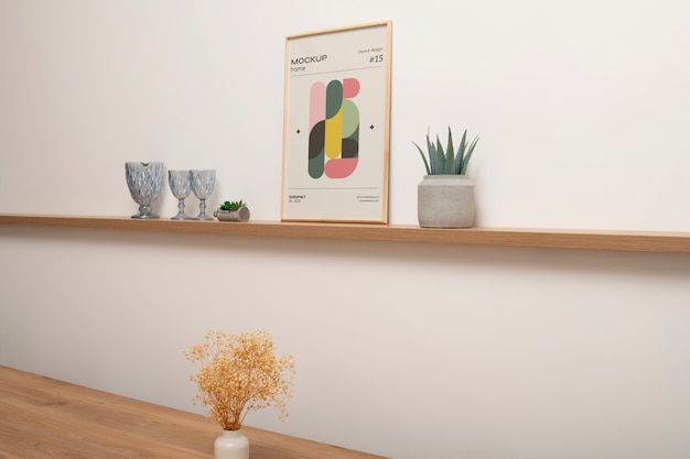 Maqueta de marco en la pared en el comedor