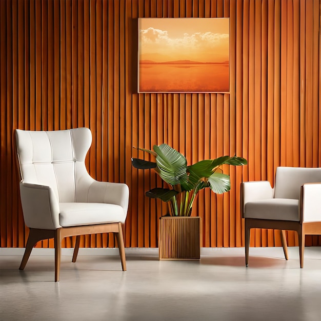 PSD maqueta de marco de sala de estar naranja moderna