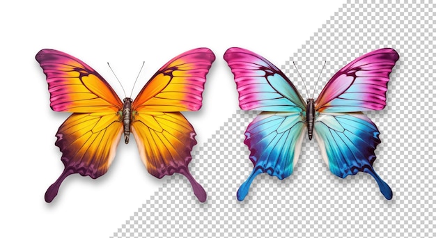 PSD maqueta de mariposa colorida con alas extendidas