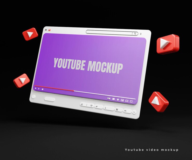 PSD maqueta de miniaturas de video de youtube o maqueta de reproductor de video de youtube