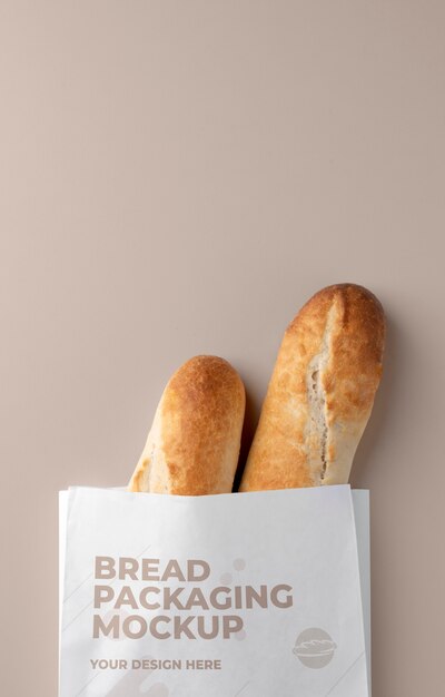 Maqueta minimalista de empaque de pan bio