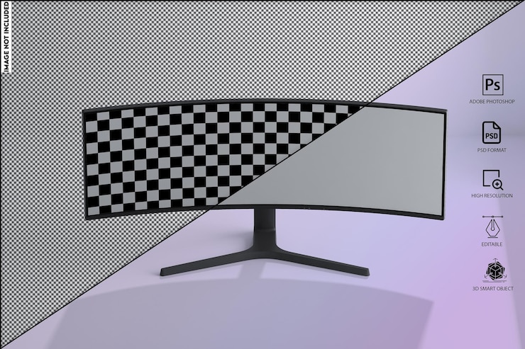 PSD maqueta de monitor curvo ultra ancho
