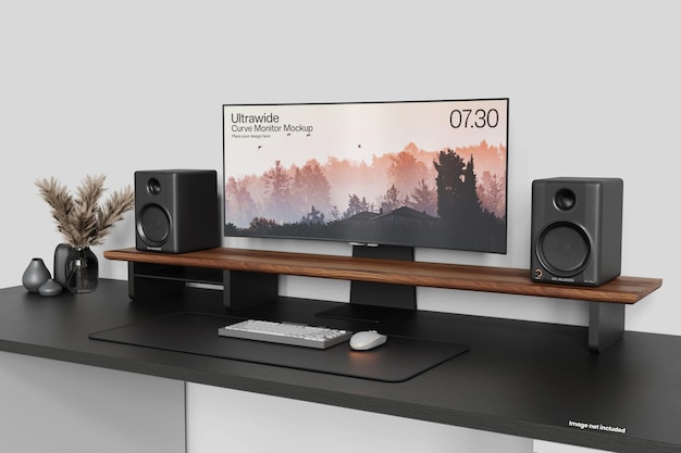Maqueta de monitor ultra ancho