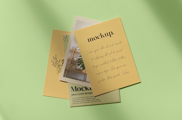 Maqueta de moodboard con papelería