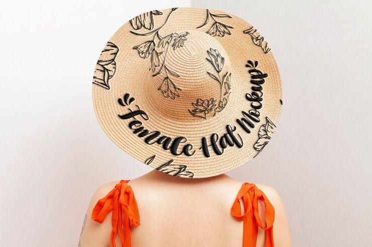 PSD maqueta de mujer con sombrero