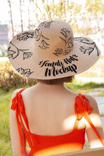 PSD maqueta de mujer con sombrero