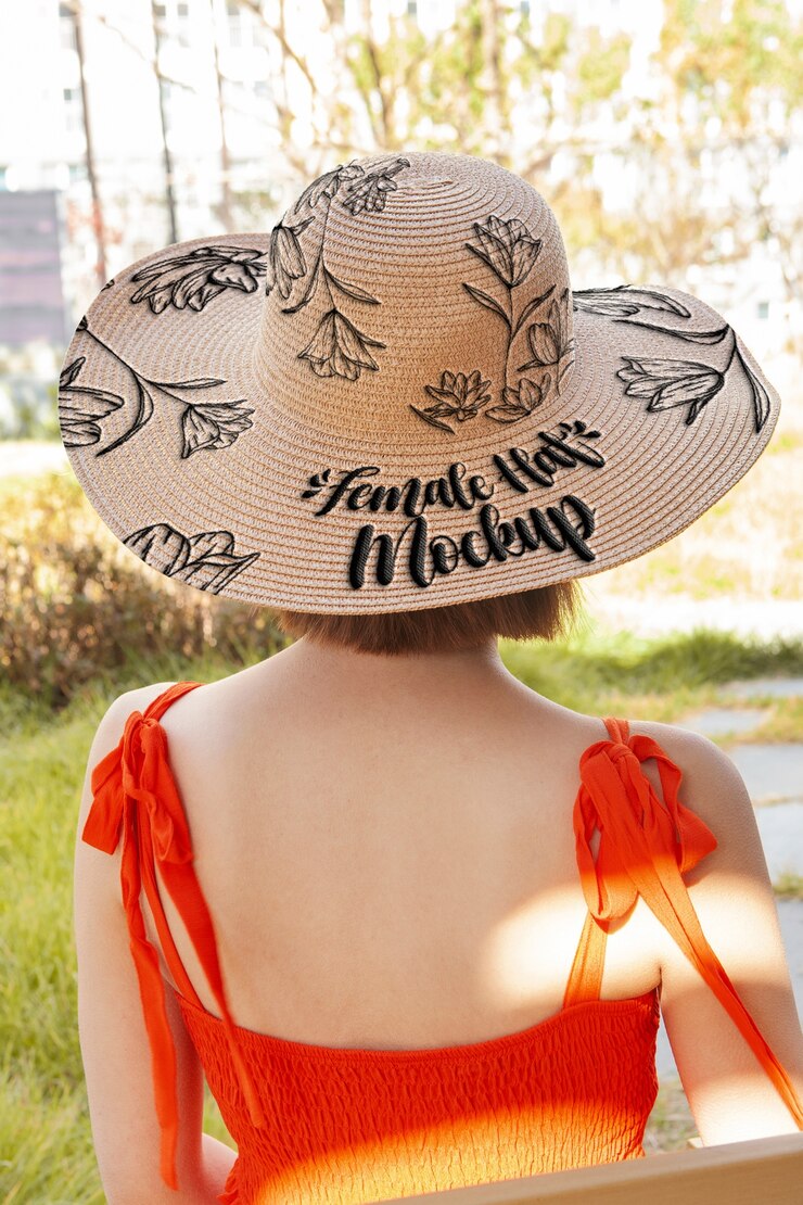 PSD maqueta de mujer con sombrero