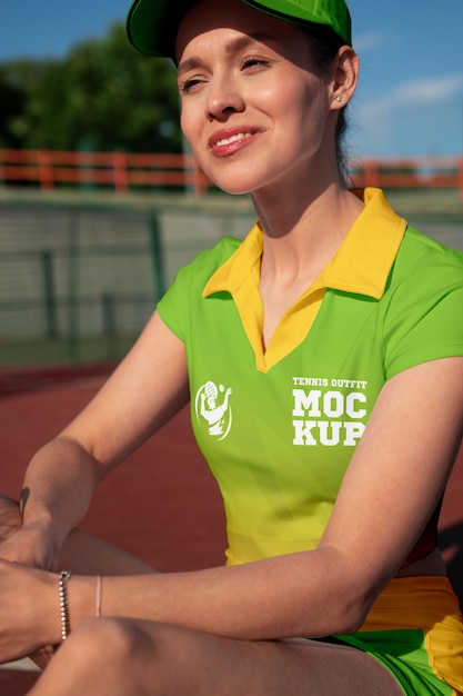 Maqueta de mujer con traje de tenis