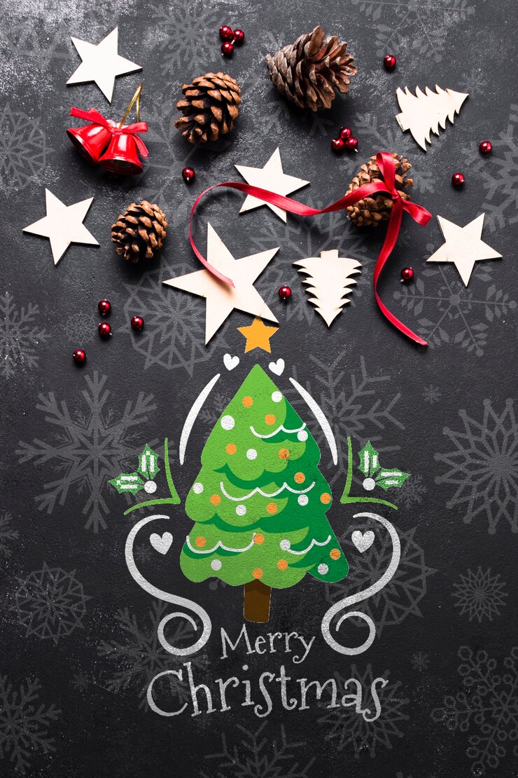 PSD maqueta de navidad con decoraciones específicas