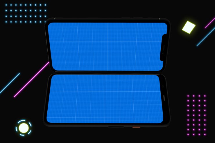 PSD maqueta de neon two mobiles