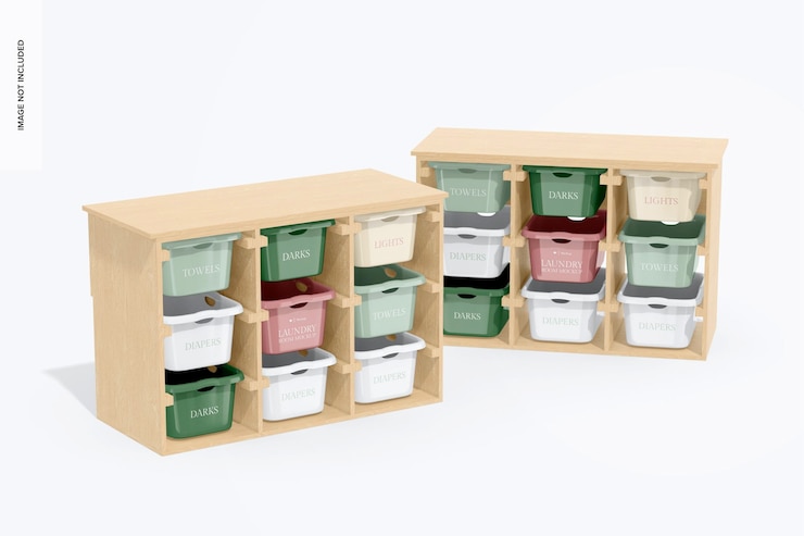 PSD maqueta de organizador de canasta de lavandería
