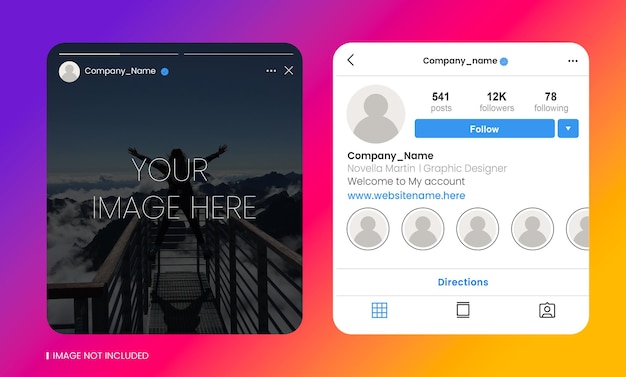 Maqueta de la página de perfil de las historias de Instagram