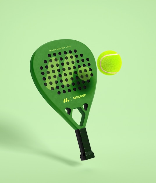 Maqueta de paleta y pelota verde