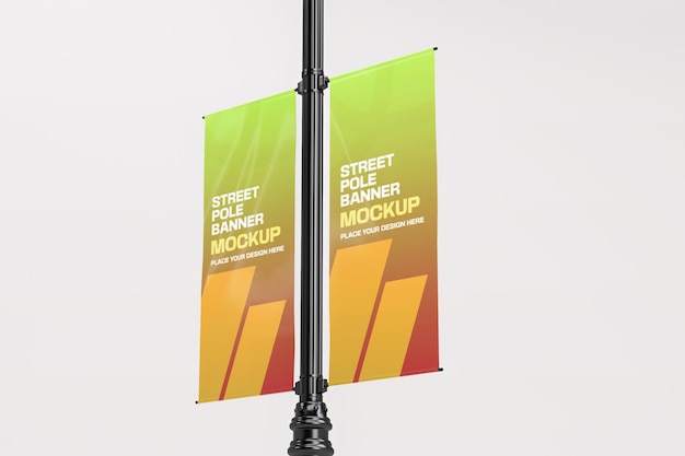 Maqueta de pancarta de poste de calle renderizada en 3D