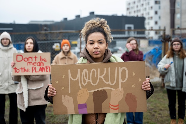 Maqueta de pancartas de protesta del día mundial del medio ambiente