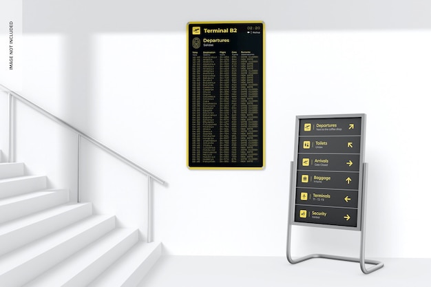 PSD maqueta de pantalla de aeropuerto