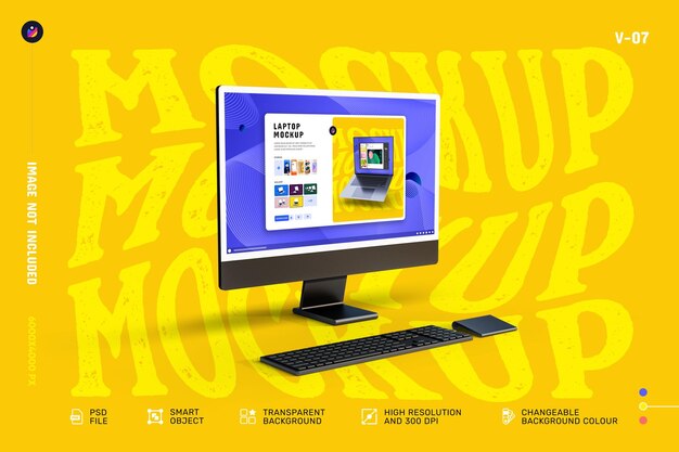 Maqueta de pantalla de computadora de escritorio moderna