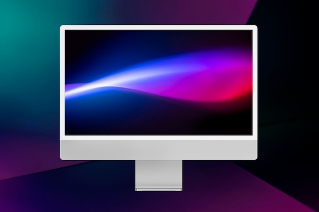 Maqueta de pantalla de escritorio de computadora psd dispositivo digital gris estilo minimalista
