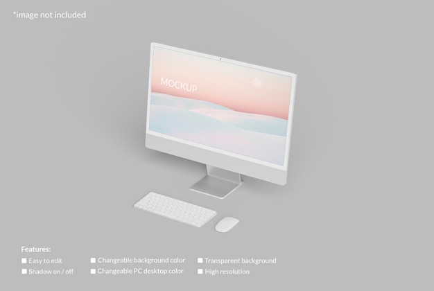 Maqueta de pantalla de escritorio de PC minimalista