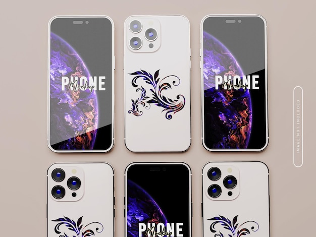Maqueta de pantalla y parte trasera de iphone 14 renderizada en 3D