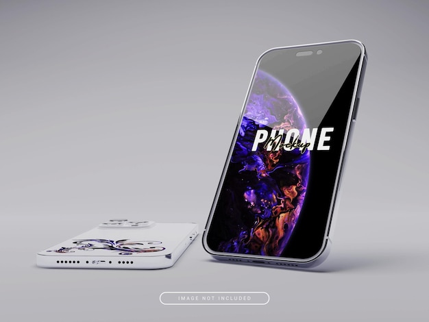Maqueta de pantalla y parte trasera de iphone 14 renderizada en 3D