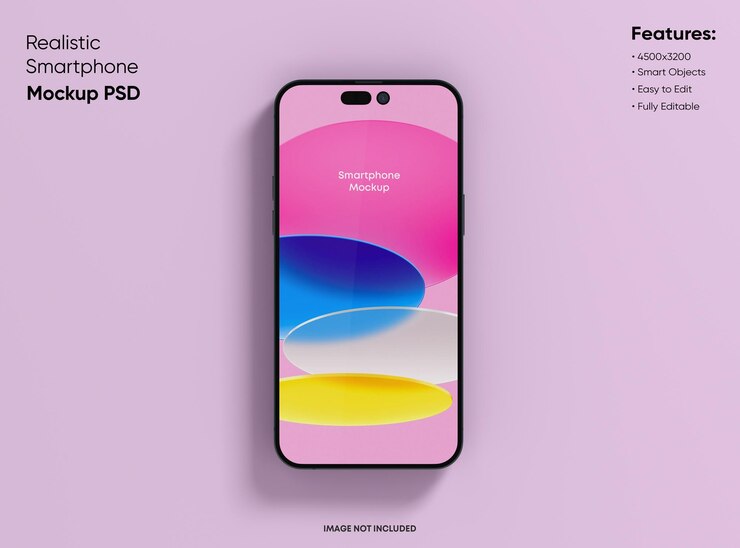 Maqueta de pantalla Phone 14 Pro con plantilla de presentación de aplicación móvil 3d render