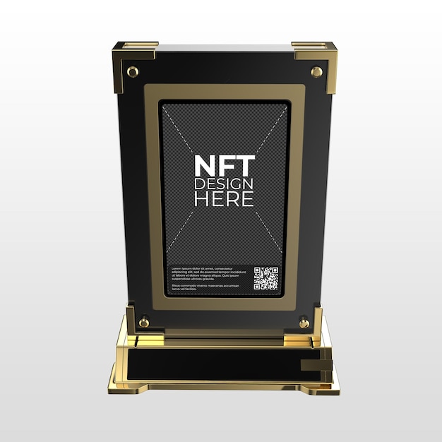 Maqueta de pantalla de portafotos NTF con fondo transparente