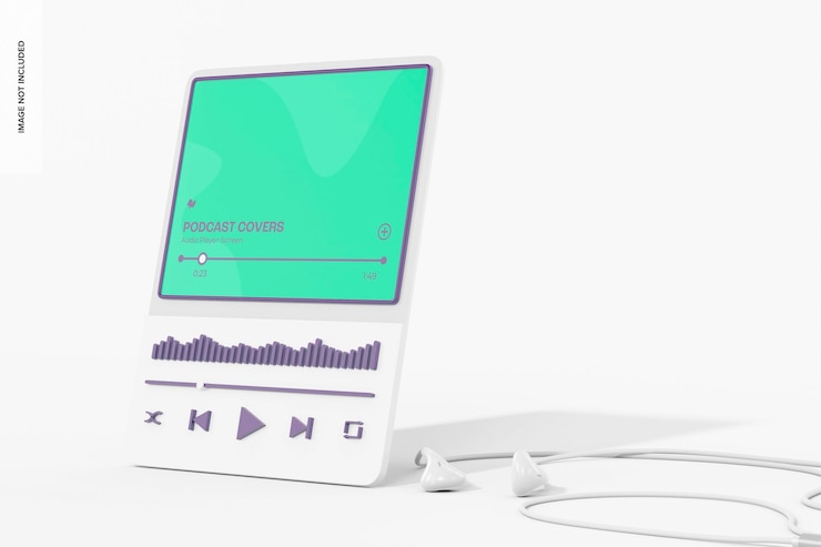 PSD maqueta de pantalla de reproductor de audio, inclinada