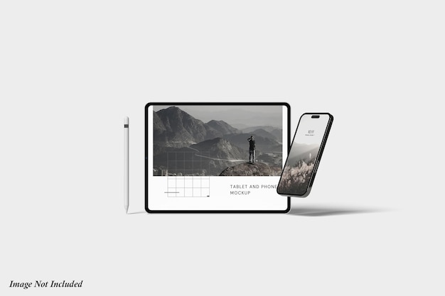Maqueta de pantalla de tableta y teléfono premium psd