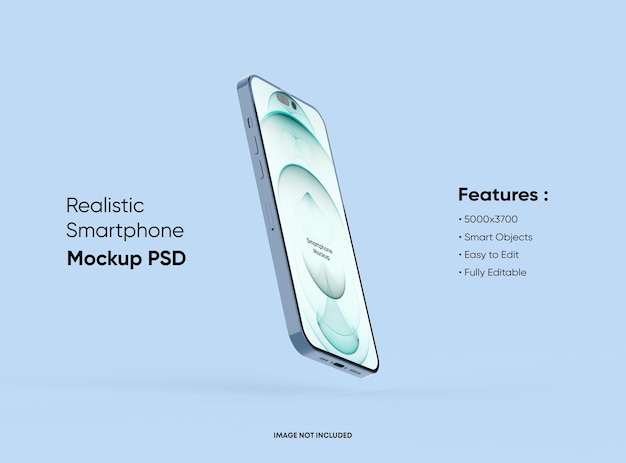 Maqueta de pantalla de teléfono inteligente 14 Pro flotante y plantilla de presentación de aplicación móvil 3d render