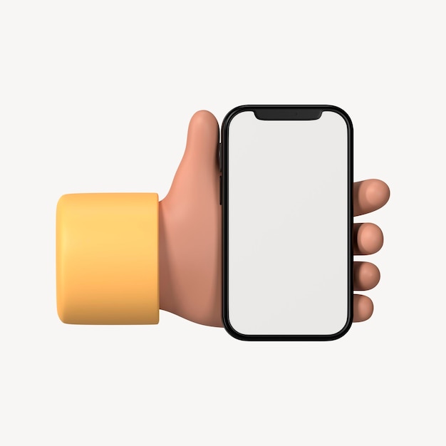 Maqueta de pantalla de teléfono inteligente 3D ilustración a mano en formato PSD