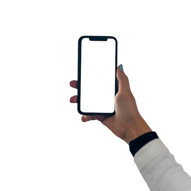 Maqueta de pantalla de teléfono inteligente aislada en un PSD blanco