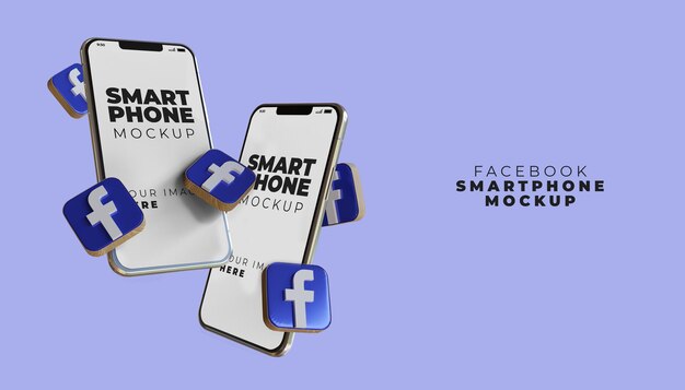 Maqueta de pantalla de teléfono inteligente facebook 3d
