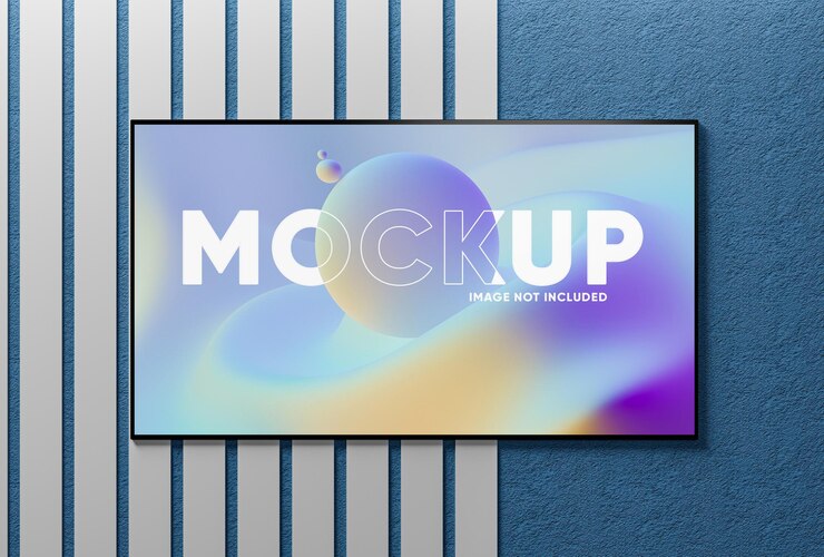 Maqueta de pantalla de TV realista en la pared