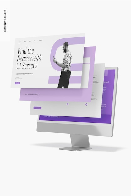 Maqueta de Pantallas de Sitio Web de iMac, Vista Derecha