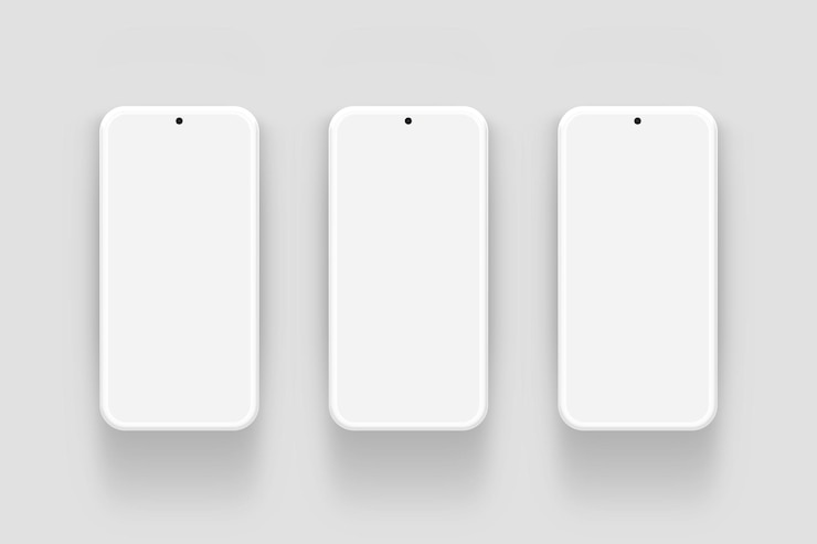 Maqueta de pantallas de teléfono blanco minimalista