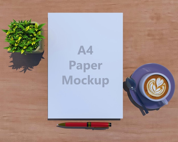 Maqueta de papel PSD A4 en la mesa