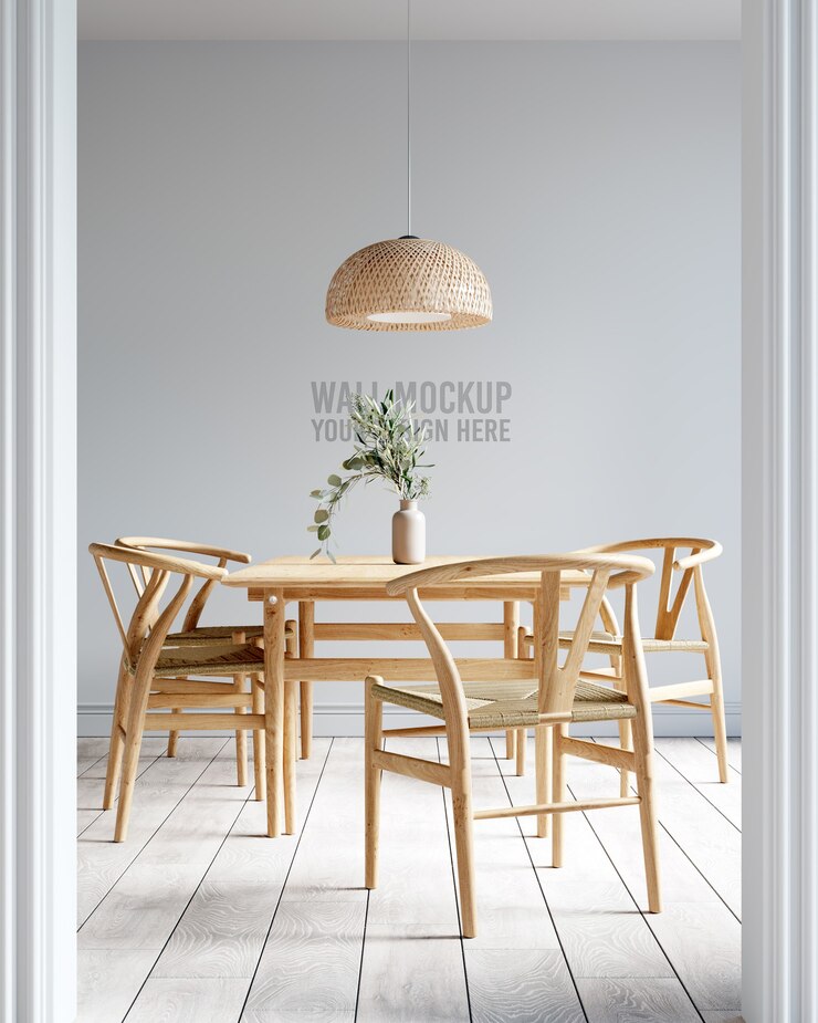 Maqueta de papel tapiz de comedor interior