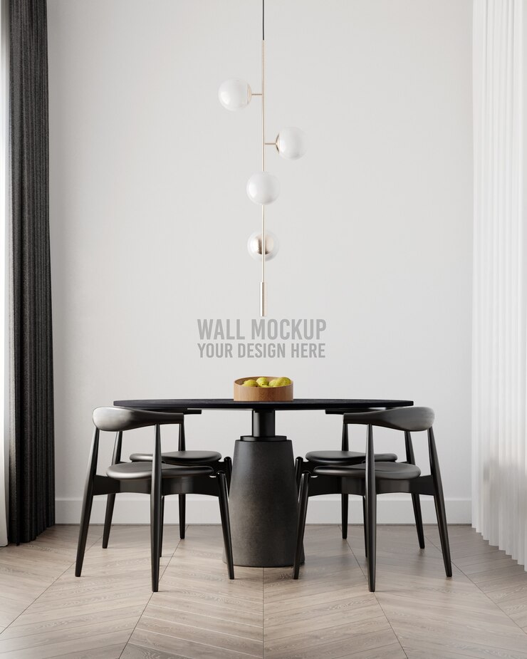 Maqueta de papel tapiz de comedor interior