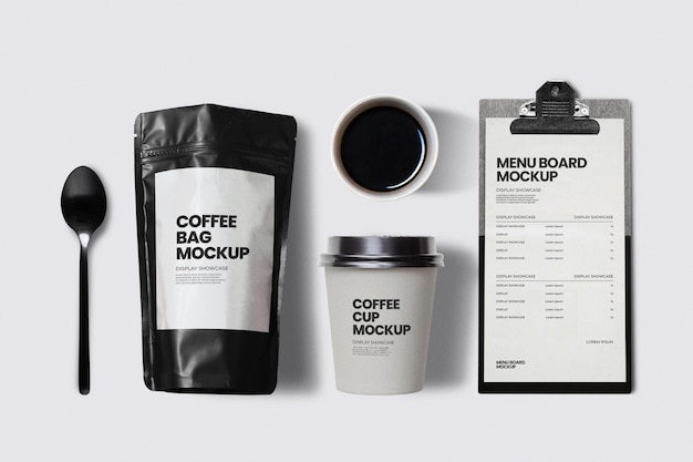 Maqueta de papelería de café